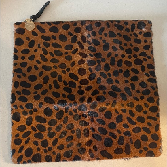 CLARE V LEOPARD PRINT, HAIR-ON FOLD OVER CLUTCH BAG - Picture 6 of 8